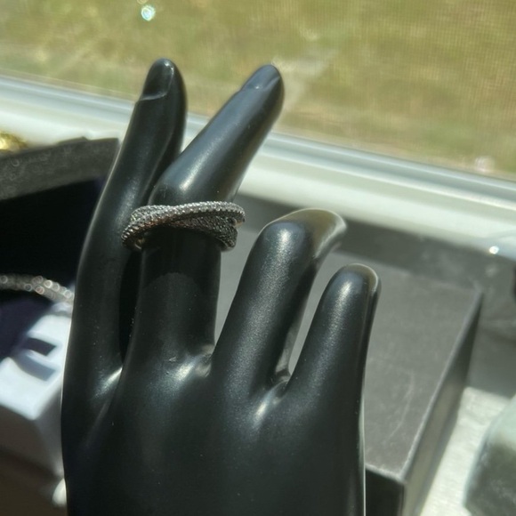 Pure silver 925 stamped size 7.5 dual band ring with swarovski elements - Picture 8 of 9